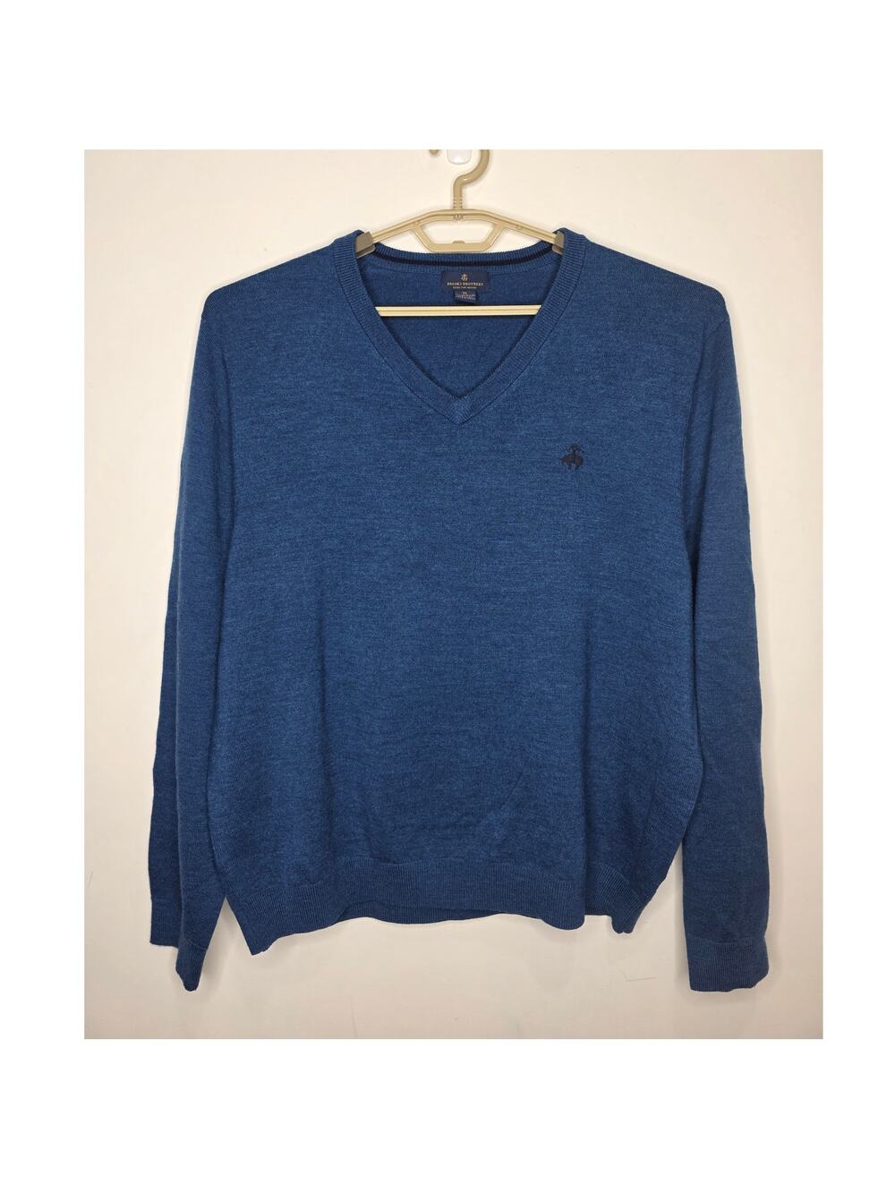 Brooks Brothers blue merino wool long sleeve v-neck sweater - XL - corporate